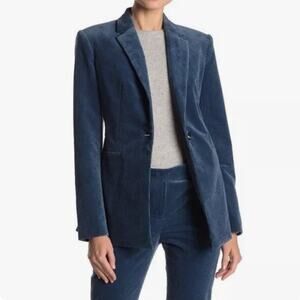 Theory Metal Blue Modern Corduroy Blazer Jacket Size 8